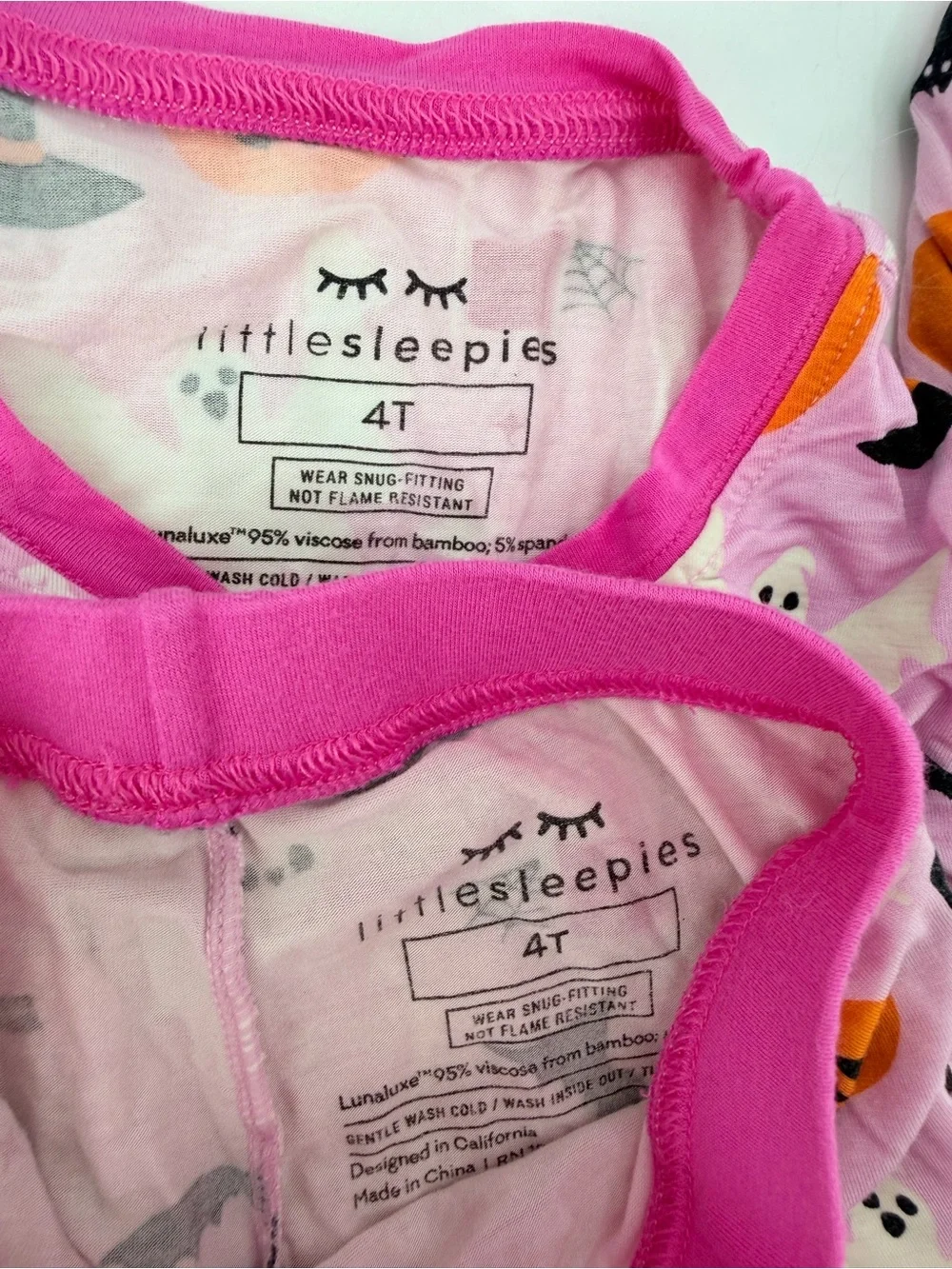 Little Sleepies Halloween Pink Bamboo Pajamas 4T 4